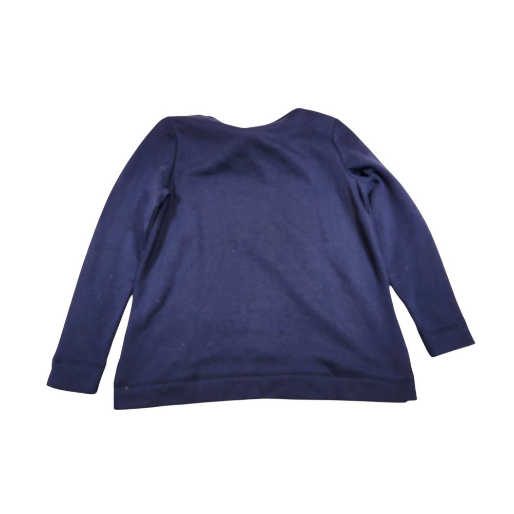 Talbots Shirt Womens PM Blue Polka Dot Crew Neck Long Sleeve Fleece Pullover - Picture 6 of 9
